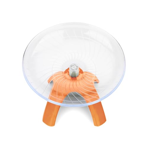 Silent Hamster Exercise Running Wheel Flying Saucer, Orange | Non-slip surface, smooth & quiet spinning, durable plastic, encourages healthy exercise, for dwarf hamsters/mice/gerbils - color: Orange
