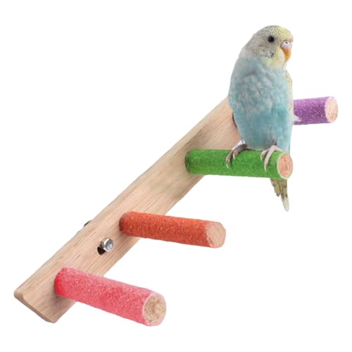 Bird Perch,1PC Wooden Parrot Stand Perch,Bird Ladder Bridge Climbing Chewing Toys for Small Medium Animals (4 Ladders) - color: 4 Ladders