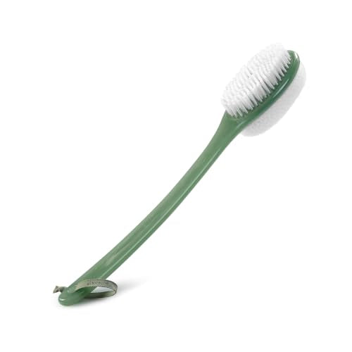 EcoTools Sea Gems Bath Bristle Brush, Dual-Sided Back Scrubber for Shower | Smooths rough spots, shower brush for back, dual-sided, long handle bath brush, vegan, low-waste design, body wash brush - style: Bath Bristle Brush