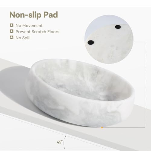 White Dog Bowl, Marble Dog Food Bowl, Non-Slip Water Dish Large, Heavy Duty Pet Bowl for Large Dogs, African Natural Marble, Holds 6 Cups(6lbs) - color: Namib Fantasy, size: L