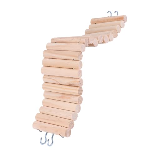 Hamster Ladder Bridge Wooden Hamster Chew Toy Small Animal Climbing Ladder for Cage Easy Hang Hooks Supports Balance and Coordination 15.74 X 2.95 X 0.39 in