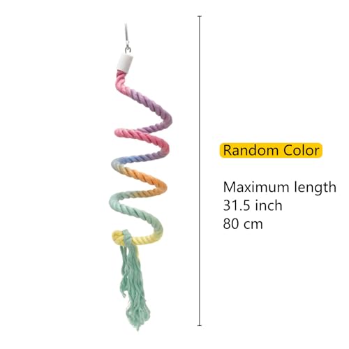 31.5" Bendable Bird Perch Cotton Rope Rainbow Bird Toy Twistable Ladder Swing Chewable Gym for Parakeets Cockatiels Conures Lovebirds