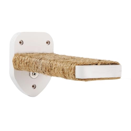 3-in-1 Cat Climbing Wall Steps with Hemp Rope, Shelves and Perches - Wall-Mounted Cat Furniture Set with Scratching Pads (White) - color: White