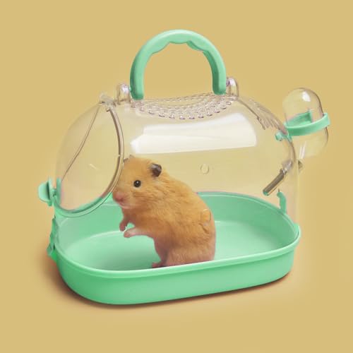 Portable Guinea Pig Carrier Travel Small Animal Carrier Breathable Travel Hamster Cage with Water Feeder