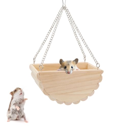 Hypeety Wooden Hamster Swing Toy for Dwarf Hamster Gerbil Rat Mouse Mice Small Animla Cage Perch Stand Toy - color: Swing