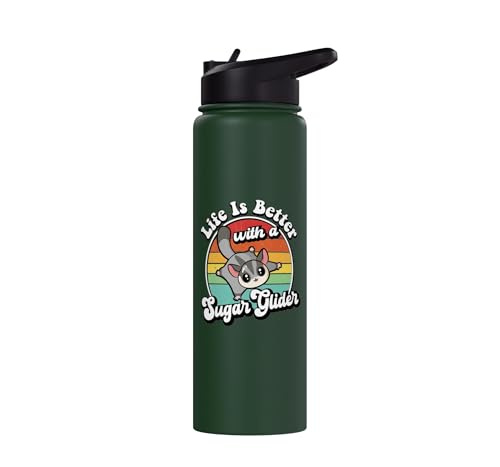 Cute Girls Retro Vintage Life Is Better Sugar Glider Lover Stainless Steel Insulated Water Bottle
