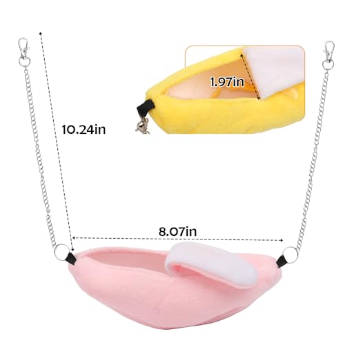 DQITJ 2 Pack Sugar Glider Bed House Hamster Banana Warm Hammock Small Animal Cage Nest (Pink and Yellow)