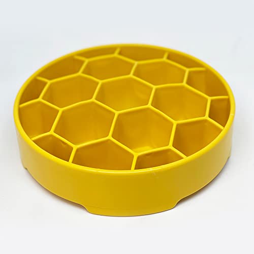 SodaPup Honeycomb Enrichment Bowl – Durable Slow Feeder Bowl Made in USA from Non-Toxic, Pet-Safe, Food Safe Material for Mental Stimulation, Slowing Down Eating, Healthy Digestion, & More - color: Yellow Honeycomb eBowl