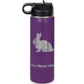 LaserGram Personalized 20oz Water Bottle, Rabbit (Dark Purple) | Engraved Gift, Vacuum Insulated Stainless Steel, Flip-Top Straw Lid, Laser Engraved With Your Name - color: Dark Purple, size: 20 Ounces
