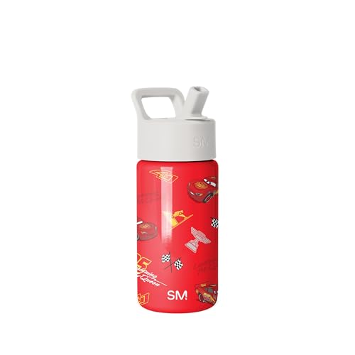 Simple Modern Disney Cars Kids Water Bottle & Toddler Cup | 14oz | Insulated Stainless Steel Lightning McQueen Toddler Water Bottle Kids Tumbler with Straw | Spill Proof for School Girls Boys - color: Disney-Cars Lightning Speed, size: 14 Ounces