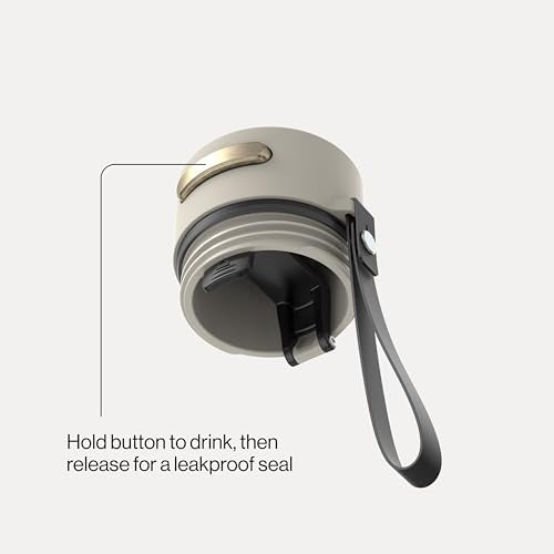 Contigo AutoSeal 16 oz Stainless Steel Vacuum-Insulated Water Bottle with Leakproof Push-Button Spout & Lock, Carry Strap, BPA-Free & Lead-Free, Dishwasher Safe - color: Oatmilk Champagne, size: 16 Ounces
