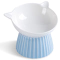 Ceramic Raised Cat Bowl，Tilted Raised Cat Bowl Anti Vomit Cat Bowls for Indoor Cats Whisker Friendly Pet Feeder for Cats Puppies, Microwave and Dishwasher Safe, Blue - color: Blue