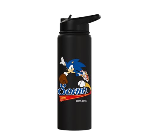 Sonic the Hedgehog - Sonic Baseball Est. 1991 Stainless Steel Insulated Water Bottle - color: Black