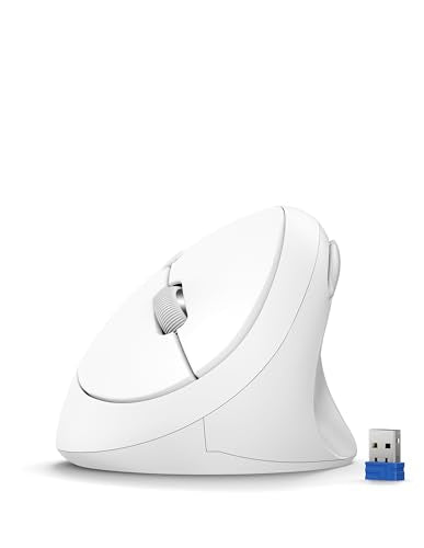 TECKNET Ergonomic Wireless Mouse 2.4G Vertical Mouse Silent 4800 DPI | 5 Adjustable DPI Levels, 6 Buttons, Compatible with Laptop, PC, Chromebook, Mac - Light White - color: Light White