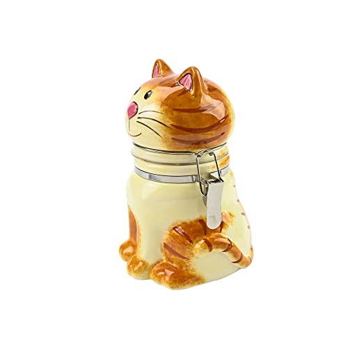 Hand-Painted Earthenware Pretty Kitty Hinged Jar by Boston Warehouse - color: Sitting Pretty Cat