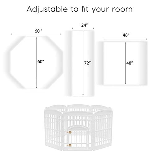 IRIS USA 8-Panel Dog Playpen, Pet Enclosure, White | Pet Containment, Custom Pen Configuration, Multi-Shape Setup, Flexible Boundary, Stable Non-Tip Base, Tool-Free Assembly - color: White, size: 8 Panel - 34" H