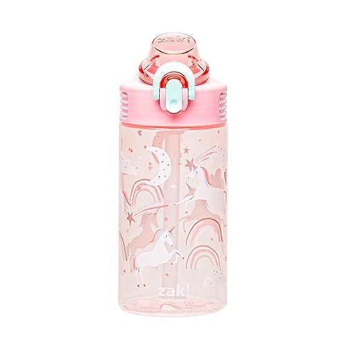 Zak Designs Fanciful Unicorn Sage 16oz Leak-Proof Straw Kids Water Bottle - color: Fanciful Unicorn, size: 16 Ounces