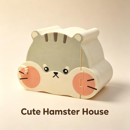 Magnetic Hamster Hideout with Clear Viewing Lid, Mount Hamster House for Syrian Hamsters, Dwarf Hamsters, Gerbils,Mice, Small Animal Hideaway Hut for Acrylic & Wire Cages,Yellow Bear4319-2 - color: Gray Bear
