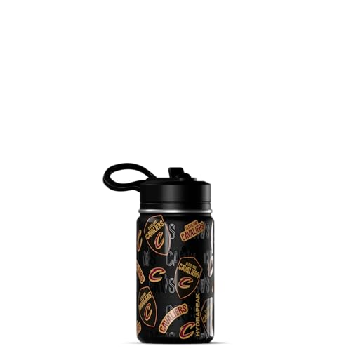 Hydrapeak NBA Officially Licensed Cleveland Cavaliers Mini 14oz Kids Stainless Steel Water Bottle with Straw Lid & Flexible Handle, Double Wall Insulated, Spill Proof, Perfect for Back to School - color: Cleveland Cavaliers