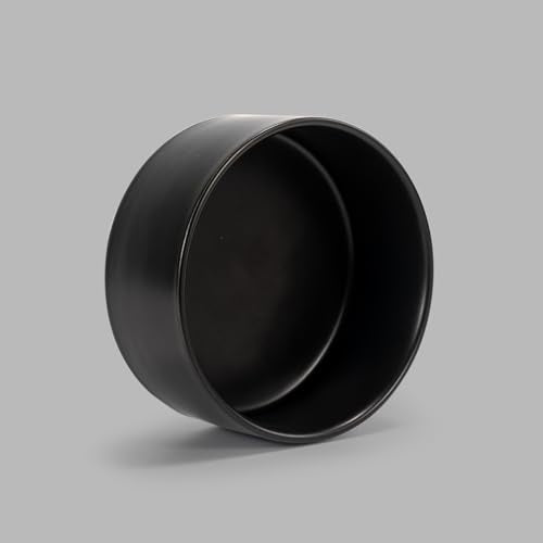 SPUNKYJUNKY 13.5OZ Ceramic Dog and Cat Bowl, Modern Cute Weighted Food Water Bowl for Replacement Black (2 Pack) - color: Black, size: 1.7 CUPS × 2