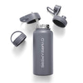 Gymreapers Insulated Water Bottle with Straw - 32 OZ Stainless Steel Water Bottles - BPA Free Metal Double Wall Vacuum Cold Hot Leakfree Flask Jug For Travel, Sports, Gym, School & Workout - color: Faded Blue