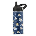 Cute Bears Water Bottle Gifts for Boys Girls, 16 oz Water Bottle with Straw | Bear Cup Stainless Steel Insulated Tumbler, Bear Gifts for Birthday Christmas Holiday - color: Bear