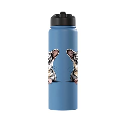 Sugar Glider Cute Peeking Marsupial Funny Animals Stainless Steel Insulated Water Bottle - color: Light Blue