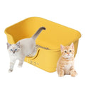 Low Entry Small Litter Box for Kittens, Kitty Plastic Litter Boxes, Open Top, Anti-Splash High Sided Litter Tray Pan for Medium Pets, Puppy, Easy to Clean, 15.7" L*11.8" W*6.7" H (Yellow) - color: Yellow-1 Pack