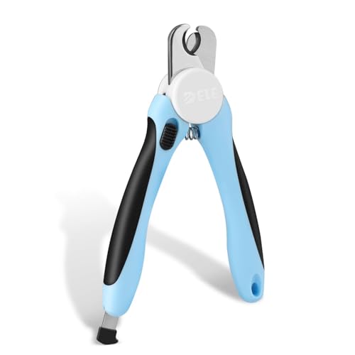 Flexzion Dog Nail Clippers and Cat Nail Trimmer with Safety Guard, Blue | Pet Nail Clippers with a 3.5 mm Stainless Steel Blade for Grooming Puppies, Indoor Cats and Small, Medium or Large Dog Breeds - color: Blue