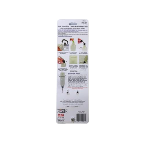 Lixit® Chew Proof Flat Sided Water Bottles for Rabbits, Ferrets, Rats, Birds, Hamsters, Guinea Pigs, Chinchillas Gerbils and Other Small Animals - Made in USA (Clear, 12 Ounce Pack of 2) - color: Clear (Pack of 2), size: 12 Ounce