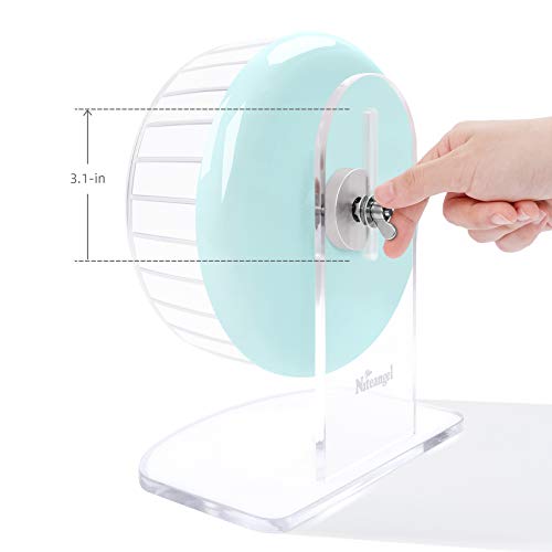 Niteangel Super-Silent Hamster Exercise Wheels: - Quiet Spinner Hamster Running Wheels with Adjustable Stand for Hamsters Gerbils Mice Or Other Small Animals (S, Mint Green) | Can 9.1-11.8" Adjustable Height - No Bend Back Spinner Running for Dwarf Syrian