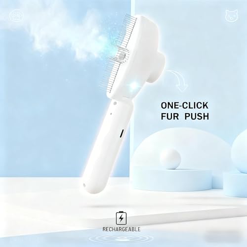 Beauty Steam Brush, Pet Spray Brush for Cats and Dogs, Suitable for Long-haired and Short-haired Pets, Massaging and Grooming Steam Dog Brush, Cat Grooming Tool with Leave-in Serum