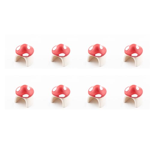 8PCS Resin Mini Mushroom Hideouts Bead Jumping Hermit Crab Cute Hiding Decorations 1x1x0.9 Inches Reptile Pet Accessories Garden Landscaping Miniature Model Decor