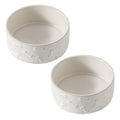 UBEE Ceramic Dog Bowl Set of 2, 5.1 inch Dog Food Bowl, Pet Food Water Dish Feeding for Small Dogs and Large Cat, Bone Pattern, 5.1 in-Small, White - size: 5.1 in-Small