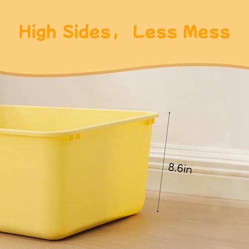 Large Cat Litter Box with High Sides,Cat Litter Pan with Low Entry,Cat Box for Indoor Kittens & Senior Cats,Anti-Splashing,Waterproof,Easy to Clean,Durable (Speckle Gray) - color: Speckle Gray