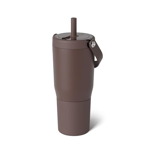 BrüMate Resa 25oz 100% Leakproof Travel Tumbler w/Handle & Straw | Flexible SoftSip Straw | Silicone Sleeve for Durability | Stainless Steel | Cup Holder & Travel Friendly Water Bottle (Java) - color: Java, size: 25 oz