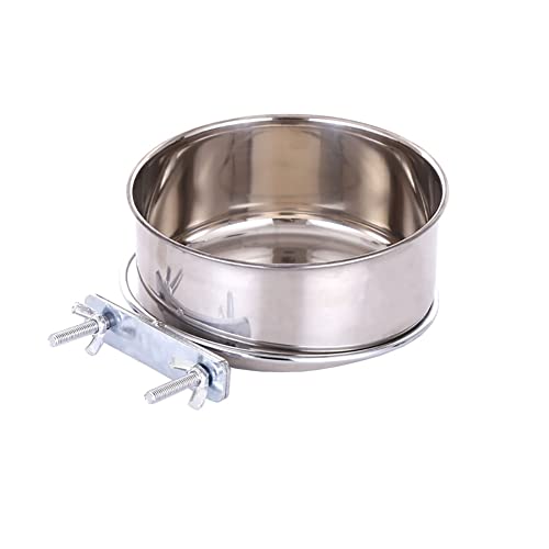 JiangYanus Stainless Steel Hanging Pet Bowls, Dog Crate Food and Water Bowl | Metal Coop Cups with Clamp Holder Detachable Cage Kennel Bowl Feeder Dish for Dogs Cats Birds Ferret Rabbit and Small Animals - color: 5.5" x 2.2"