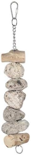 Exotic Nutrition Pumice Chew Dangle - Natural Healthy Hanging Cage Accessory Toy - for Squirrels, Degus, Chinchillas, Prairie Dogs, Birds, Rats, Hamsters, Guinea Pigs & Other Small Pets (Dark Gray) - color: Dark Gray