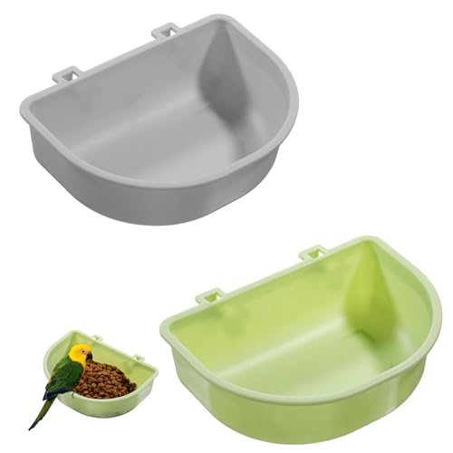 2 Pack Feeder, Hanging Food Bowl Feeder Food and Water Container for Wire Cage Feeding Dish Hanging Cups for Birds Hamsters Mice Rats Guinea Pig Small Pets