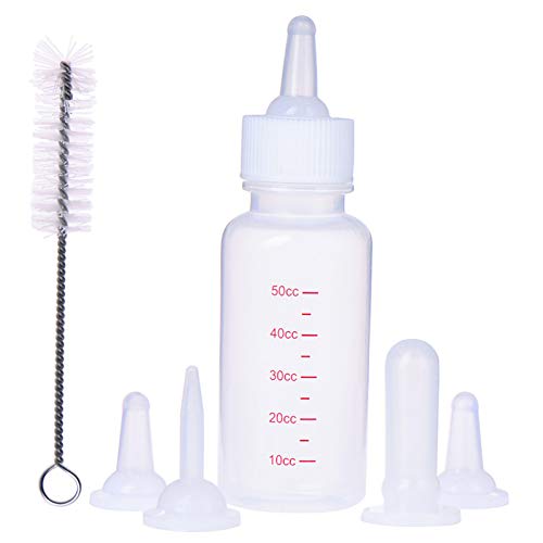 DoubleWood Pet Nursing Bottle Kits Nursing Bottle Kits Replacement Nipple Cat Feeding Bottle for Newborn Kittens, Puppies, Rabbits, Small Animals