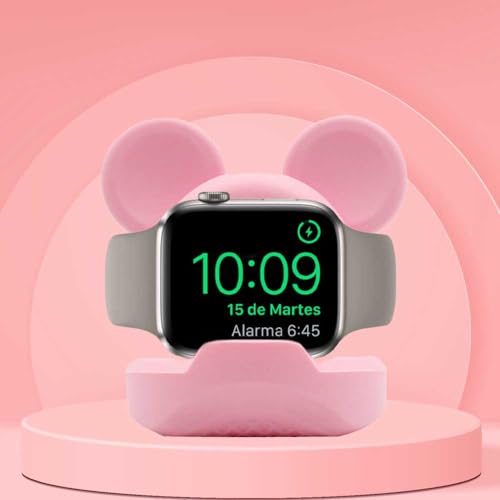 Cute Mouse Charger Stand for Apple Watch, Silicone Desk Stand Holder for iWatch, Charging Station Dock Holder Compatible with All Apple Watch Series Ultra/SE/8/7/6/5/4/3/2/1 (Not Include Charger) - color: W-Pink Mouse