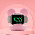 Cute Mouse Charger Stand for Apple Watch, Silicone Desk Stand Holder for iWatch, Charging Station Dock Holder Compatible with All Apple Watch Series Ultra/SE/8/7/6/5/4/3/2/1 (Not Include Charger) - color: W-Pink Mouse