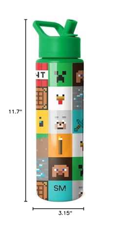 Simple Modern Minecraft Water Bottle with Straw | 30oz | Mashup | Summit Stainless Steel Water Bottles, Insulated Metal Cup | Leak Proof for School, Gym, Travel, Sports | Minecraft Mashup - color: Minecraft: Mashup, style: 30oz Water Bottle