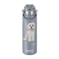 SERENGETI 24 Oz Water Bottle Stainless Steel with Spill Proof Lid - Double walled Vacuum Insulated water flask - Realistic 3D Print of your favorite dog (Maltese) - color: Maltese
