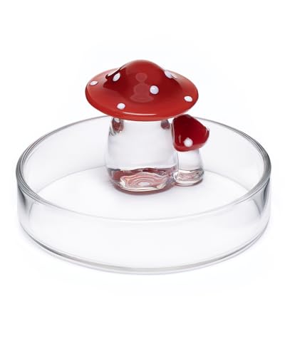 Niteangel Hamster Feeding & Food Bowls: Mushroom Glass & Chew-Resistant | Easy to clean & Stable Food Dish Feeding Bowls for Dwarf Syrian Hamsters Gerbils Mice Rats or Other Similar-Sized Small Pets - size: Feeding Bowl