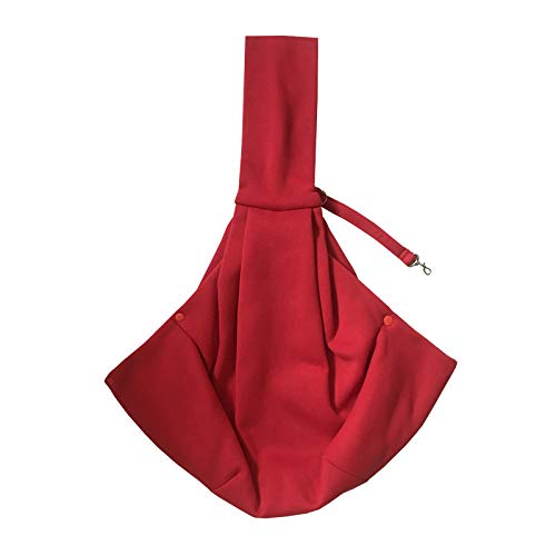 Leconpet Dog Sling Carrier Shoulder Bag for Pets with Mobile Phone Pocket Safety Buckle Security Lock, Suitable for Puppy, Small Dogs, and Cats for Outdoor Travel (Red)
