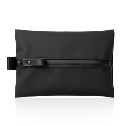 Water-Resistant Zipper Pouch, Made in Japan, Compact Organizer for Cords & Essentials, Multipurpose Bag for Cosmetics, Travel Accessories & Toiletries, Eco & Durable Materials, TOFTPOUCH, Small, Black