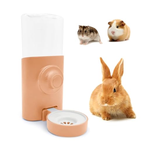 Rabbit Water Bottle, 600ml/21oz Hanging Water Dispenser Feeder Cage Crate Hutch Bunny Puppy Cat Chinchilla Ferret Guinea Pigs Squirrel Hedgehog (Pink)