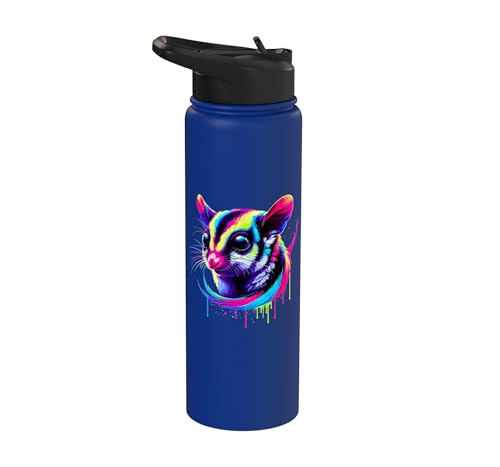 Dripping Paint Art Sugar Glider Sugar Gliders Stainless Steel Insulated Water Bottle - color: Royal Blue