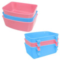 6 Pack Feeder (Blue, Pink), Hanging Feeder,Food and Water Container, Bath Water Bowl Universal for Birds Hamsters Mice Rats Rabbit Guinea Pig Small Pets (S) - size: S
